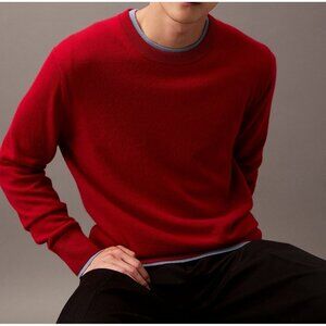 Calvin Klein Mens Classic Cashmere Crewneck Long Sleeve Sweater Red Size 2XL NWT